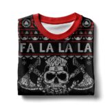 Hooktab Fa La La Valhalla Viking Skull Ugly Christmas Sweater