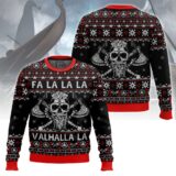 Hooktab Fa La La Valhalla Viking Skull Ugly Christmas Sweater