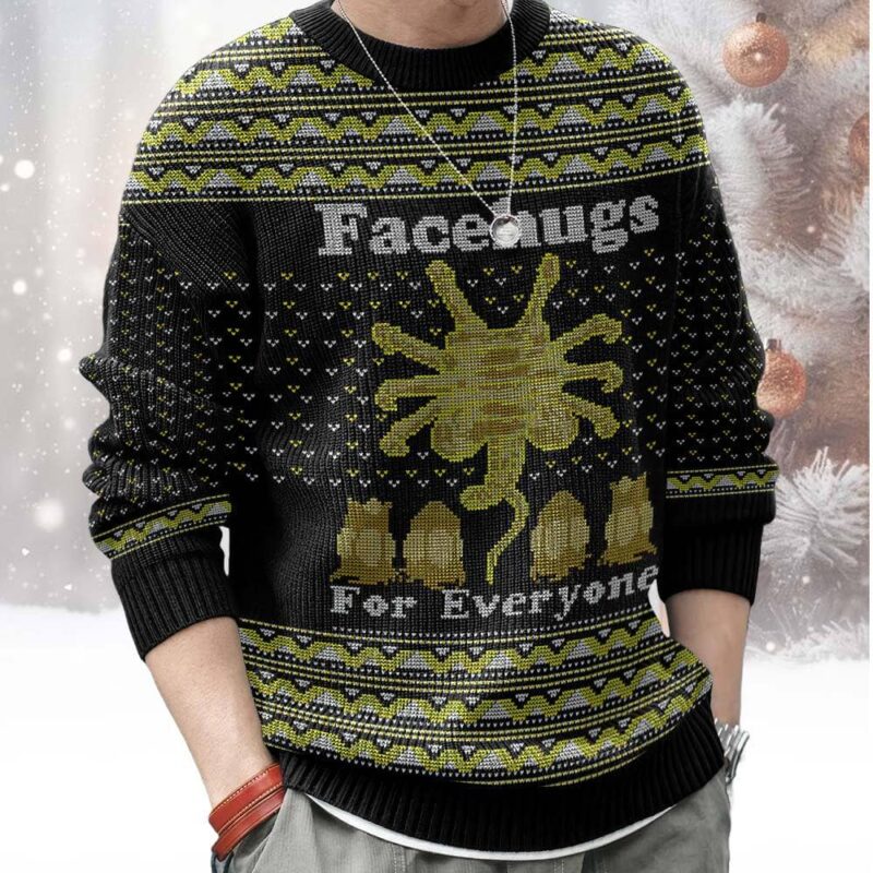 Hooktab Facehugs For Everyone Alien Ugly Christmas Sweater Hooktab Facehugs For Everyone Alien Ugly Christmas Sweater