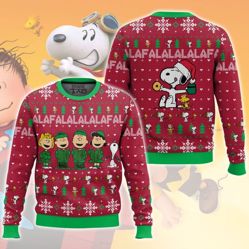 Hooktab Falalalala The Charlie Brown and Snoopy Show Ugly Christmas Sweater Hooktab Falalalala The Charlie Brown and Snoopy Show Ugly Christmas Sweater