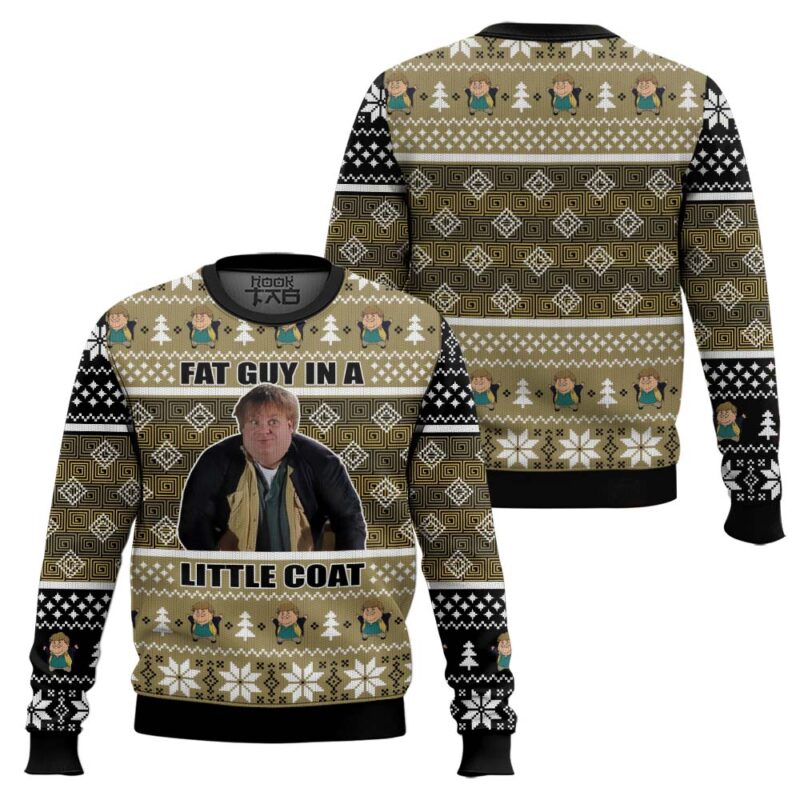 Hooktab Fat Guy In A Little Coat Chris Farley Ugly Christmas Sweater Hooktab Fat Guy In A Little Coat Chris Farley Ugly Christmas Sweater