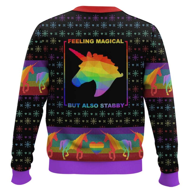 Hooktab Feeling Magical But Also Stabby LGBT Support Ugly Christmas Sweater Hooktab Feeling Magical But Also Stabby LGBT Support Ugly Christmas Sweater