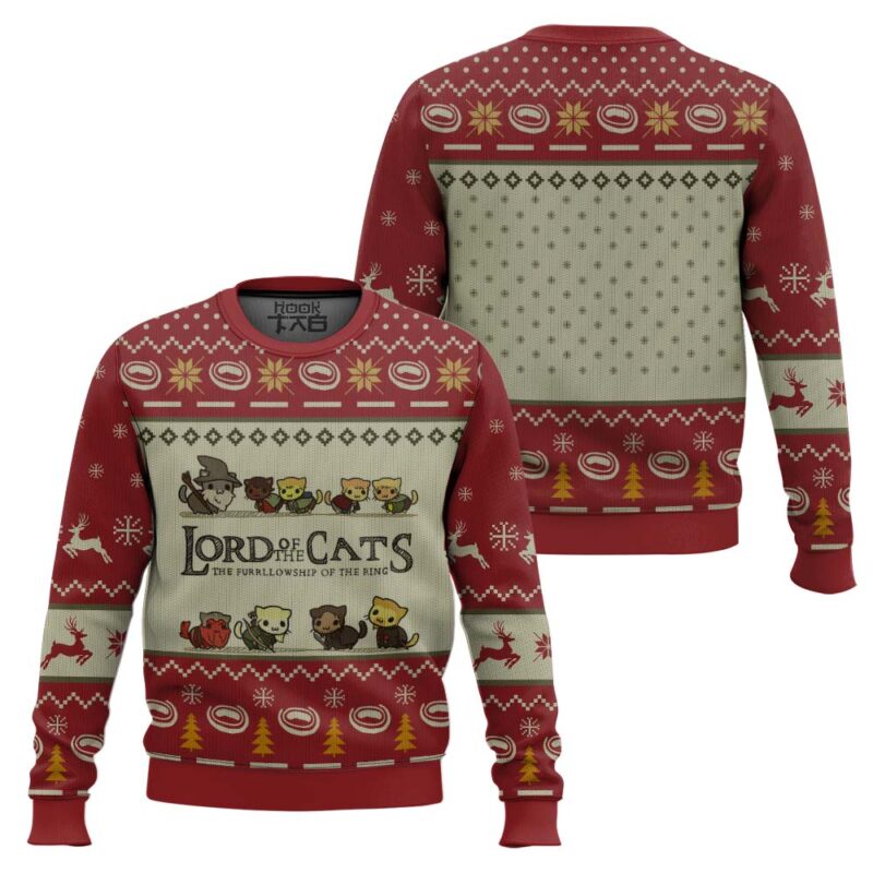 Hooktab Fellowship Of The Cats The Lord Of The Rings Ugly Christmas Sweater Hooktab Fellowship Of The Cats The Lord Of The Rings Ugly Christmas Sweater