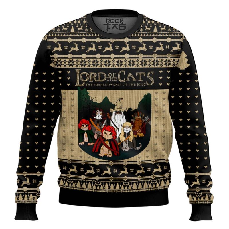 Hooktab Fellowship Of The Ring The Lord Of The Cats Ugly Christmas Sweater