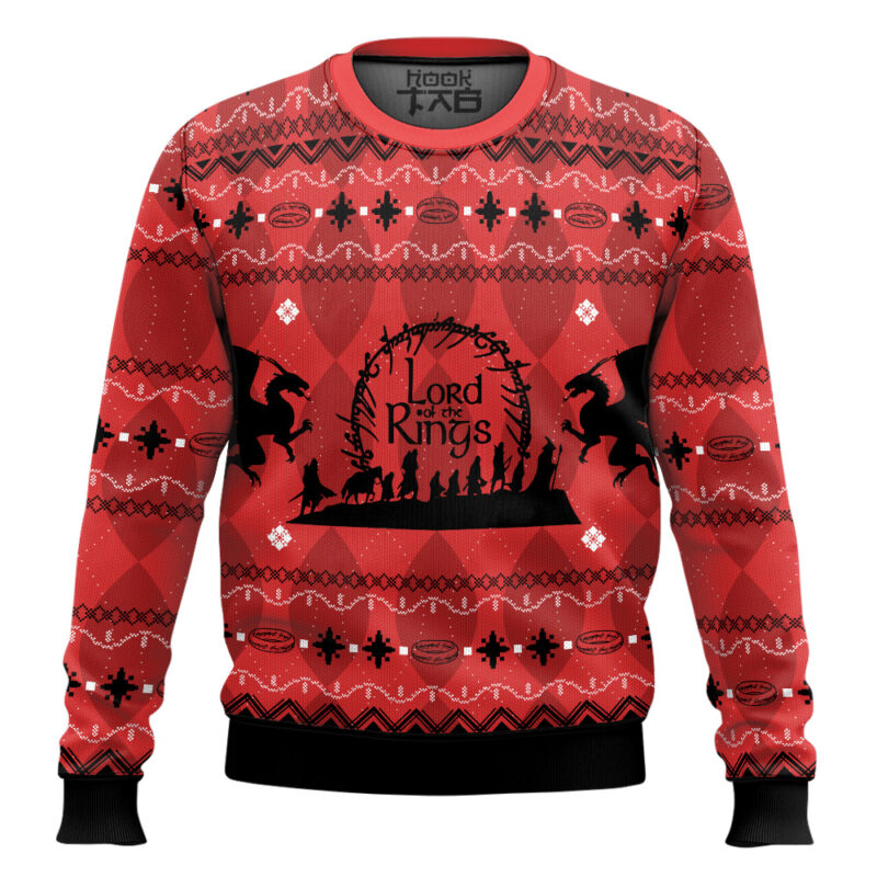 Hooktab Fellowship Silhouette Lord Of The Rings Ugly Christmas Sweater