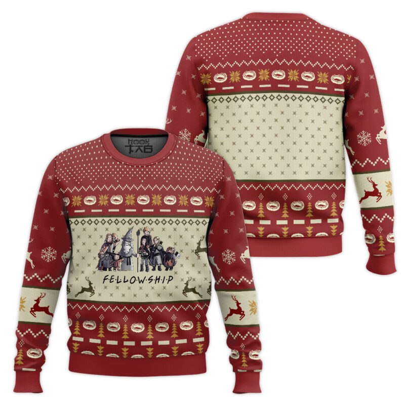 Hooktab Fellowship The Lord Of The Rings Ugly Christmas Sweater Hooktab Fellowship The Lord Of The Rings Ugly Christmas Sweater