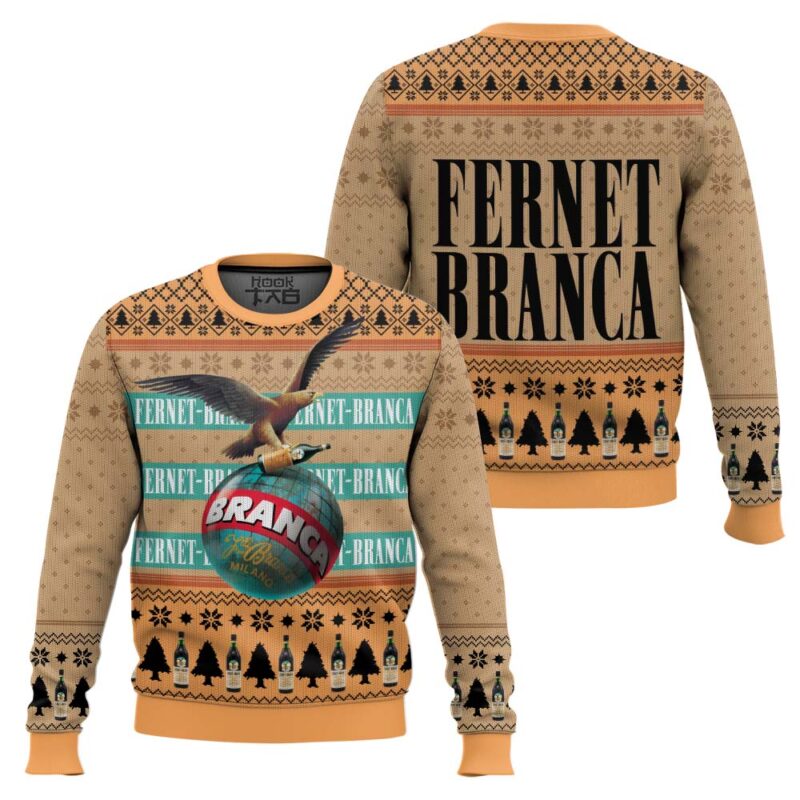 Hooktab Fernet-Branca Italian Bitters Ugly Christmas Sweater Hooktab Fernet-Branca Italian Bitters Ugly Christmas Sweater