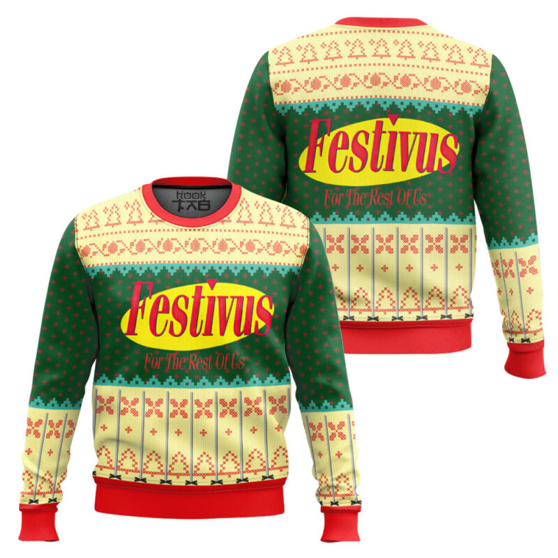 Hooktab Festivus Seinfeld Ugly Christmas Sweater Hooktab Festivus Seinfeld Ugly Christmas Sweater