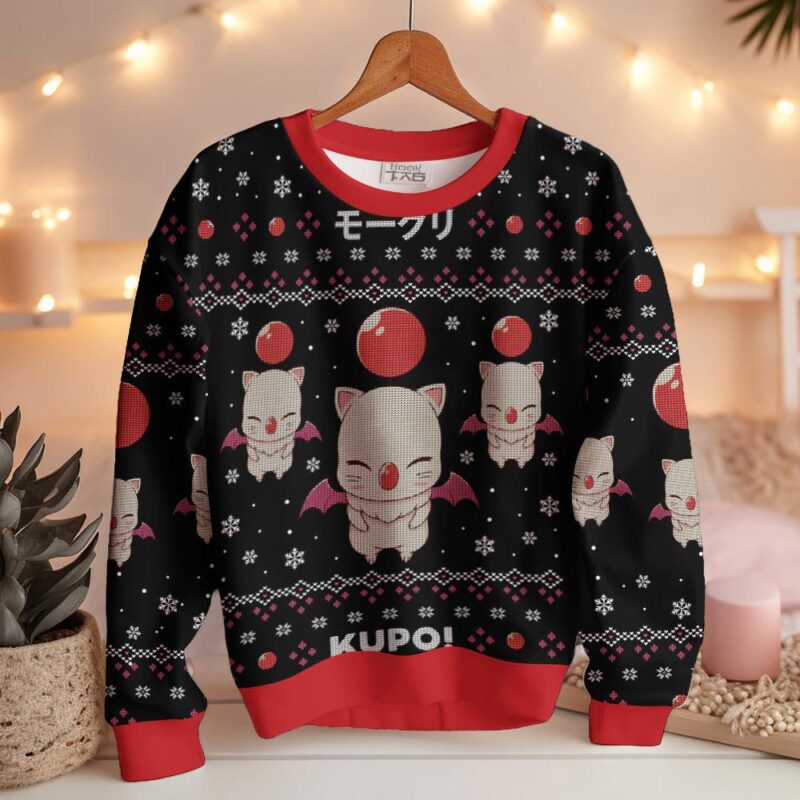 Hooktab Final Fantasy Kupo! Moogle Ugly Christmas Sweater Hooktab Final Fantasy Kupo! Moogle Ugly Christmas Sweater