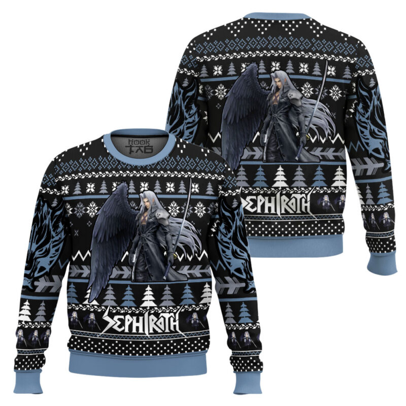 Hooktab Final Fantasy Sephiroth Ugly Christmas Sweater Hooktab Final Fantasy Sephiroth Ugly Christmas Sweater