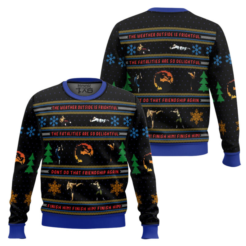 Hooktab Finish Him Mortal Kombat Ugly Christmas Sweater Hooktab Finish Him Mortal Kombat Ugly Christmas Sweater