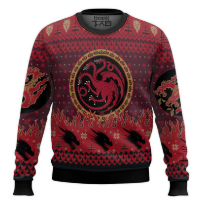 Hooktab Fire And Blood Targaryen Dragon Game Of Throne Ugly Christmas Sweater