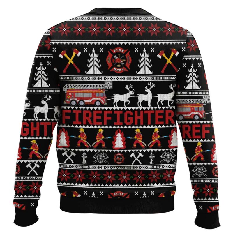 Hooktab Fire Dept Firefighter Ugly Christmas Sweater Hooktab Fire Dept Firefighter Ugly Christmas Sweater