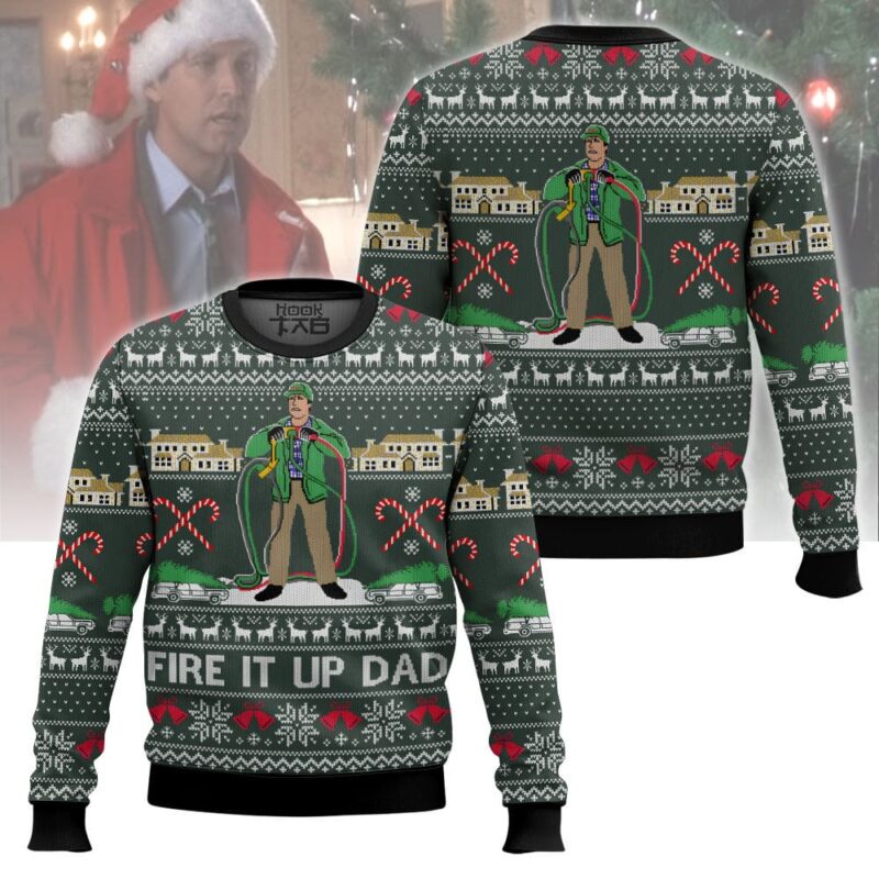 Hooktab Fire It Up Dad National Lampoon’s Vacation Ugly Christmas Sweater Hooktab Fire It Up Dad National Lampoon’s Vacation Ugly Christmas Sweater