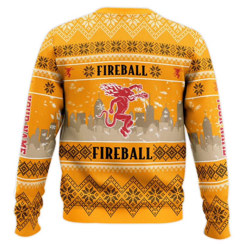 Hooktab Fireball Cinnamon Whisky - Custom Name Ugly Christmas Sweater Hooktab Fireball Cinnamon Whisky - Custom Name Ugly Christmas Sweater