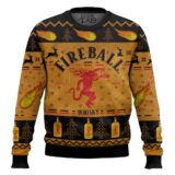 Hooktab Fireball Red Hot Cinnamon Whisky Ugly Christmas Sweater