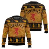 Hooktab Fireball Red Hot Cinnamon Whisky Ugly Christmas Sweater