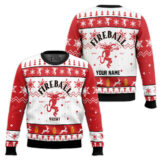 Hooktab Fireball Red Hot Whisky - Custom Name Ugly Christmas Sweater