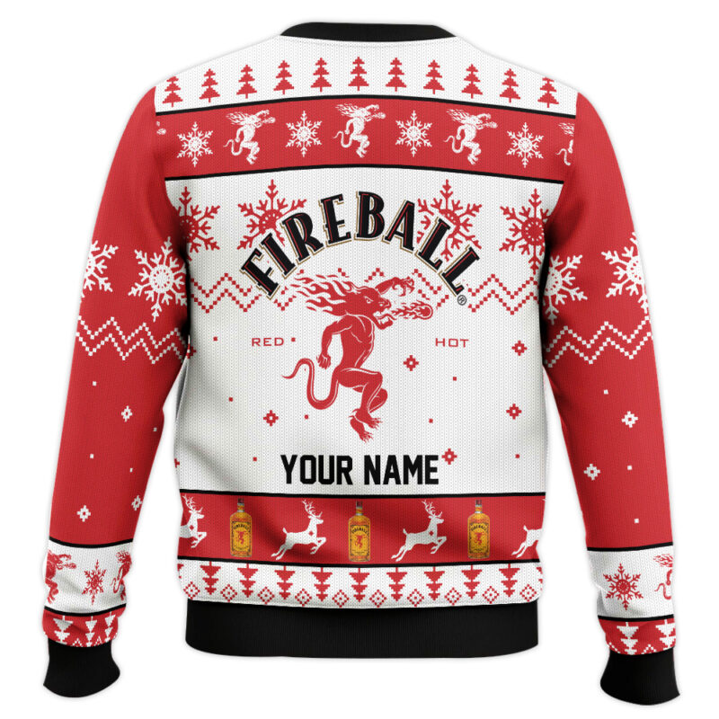 Hooktab Fireball Red Hot Whisky - Custom Name Ugly Christmas Sweater Hooktab Fireball Red Hot Whisky - Custom Name Ugly Christmas Sweater