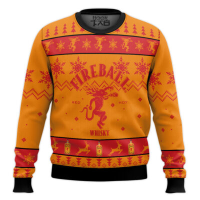 Hooktab Fireball Whisky - Custom Name Ugly Christmas Sweater