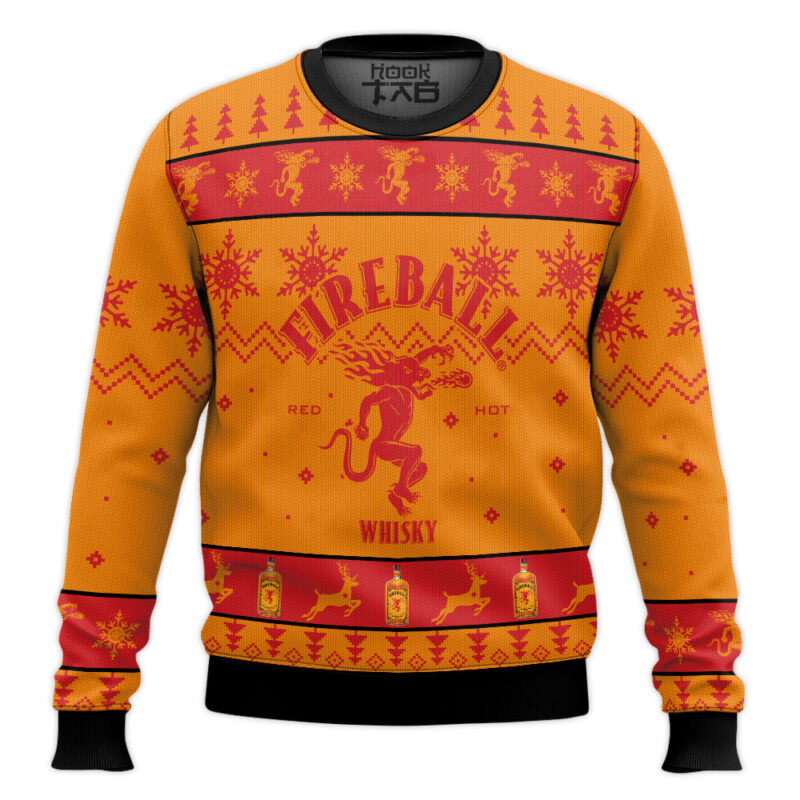 Hooktab Fireball Whisky - Custom Name Ugly Christmas Sweater
