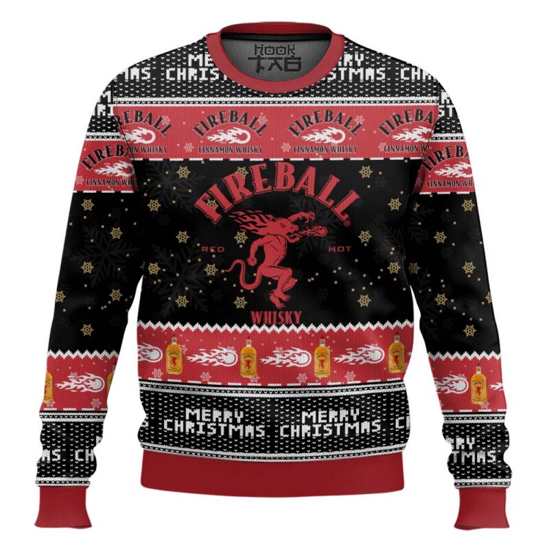 Hooktab Fireball Whisky Merry Christmas Ugly Christmas Sweater