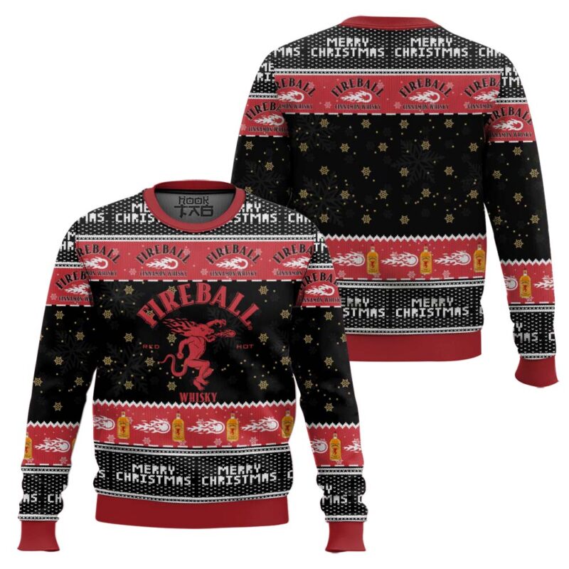 Hooktab Fireball Whisky Merry Christmas Ugly Christmas Sweater Hooktab Fireball Whisky Merry Christmas Ugly Christmas Sweater