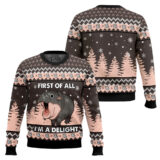 Hooktab First Of All I'm A Delight Hippo Ugly Christmas Sweater