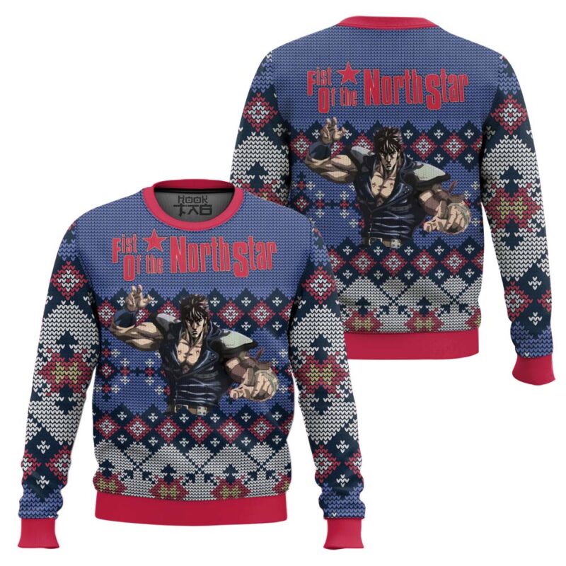 Hooktab Fist Of The North Star Alt Ugly Christmas Sweater Hooktab Fist Of The North Star Alt Ugly Christmas Sweater