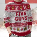 Hooktab Five Guys Burgers And Fries Ugly Christmas Sweater