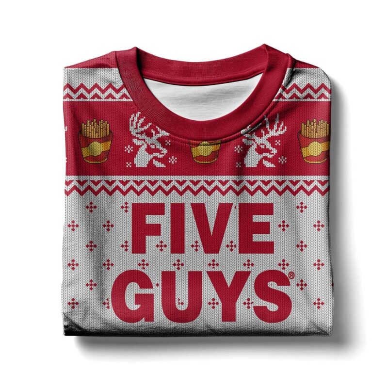 Hooktab Five Guys Burgers And Fries Ugly Christmas Sweater Hooktab Five Guys Burgers And Fries Ugly Christmas Sweater