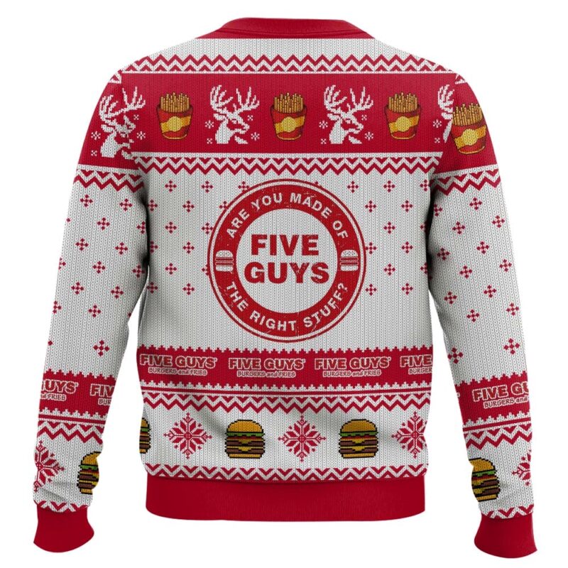 Hooktab Five Guys Burgers And Fries Ugly Christmas Sweater Hooktab Five Guys Burgers And Fries Ugly Christmas Sweater