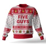 Hooktab Five Guys Burgers And Fries Ugly Christmas Sweater
