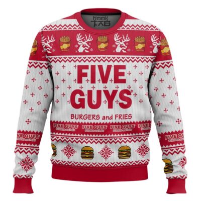 Hooktab Five Guys Burgers And Fries Ugly Christmas Sweater