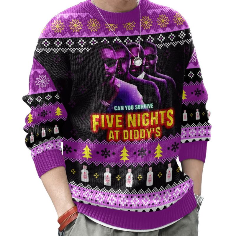Hooktab Five Nights At Diddy's Ugly Christmas Sweater Hooktab Five Nights At Diddy's Ugly Christmas Sweater