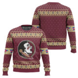Hooktab Florida State Seminoles - Custom Name And Number Ugly Christmas Sweater
