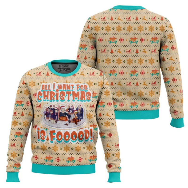 Hooktab Food Wars Shokugeki no Soma Ugly Christmas Sweater Hooktab Food Wars Shokugeki no Soma Ugly Christmas Sweater