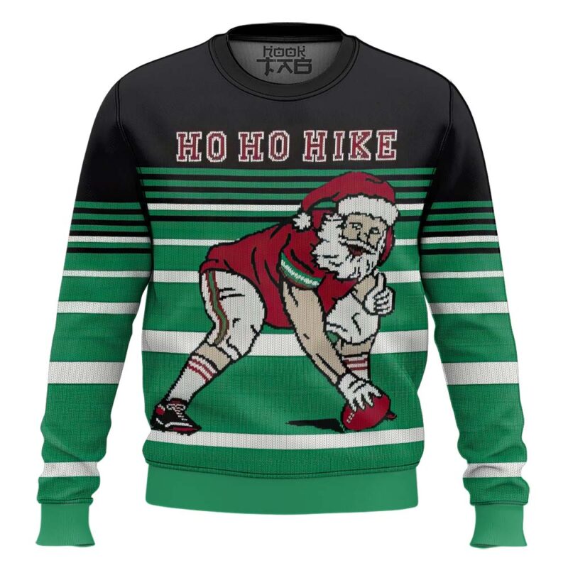 Hooktab Football Santa Ugly Christmas Sweater