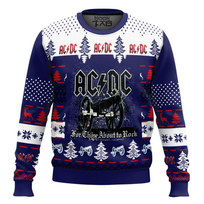 Hooktab For Those About To Rock AC/DC Ugly Christmas Sweater