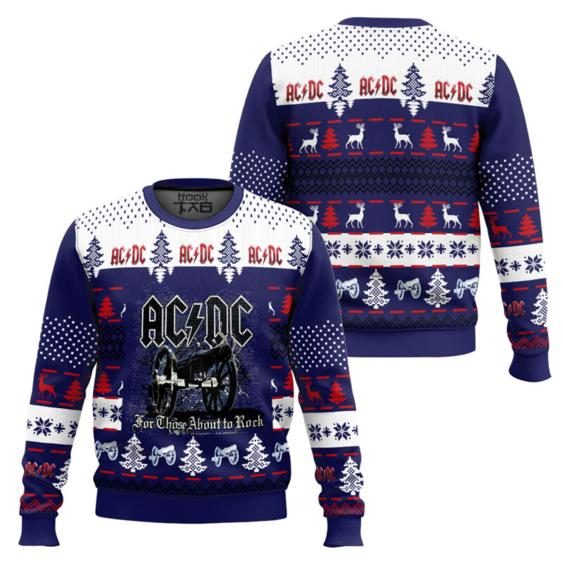 Hooktab For Those About To Rock AC/DC Ugly Christmas Sweater Hooktab For Those About To Rock AC/DC Ugly Christmas Sweater