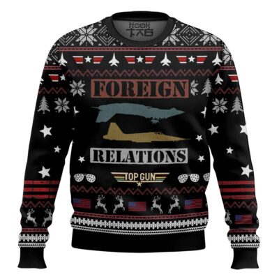 Hooktab Foreign Relations Top Gun Ugly Christmas Sweater
