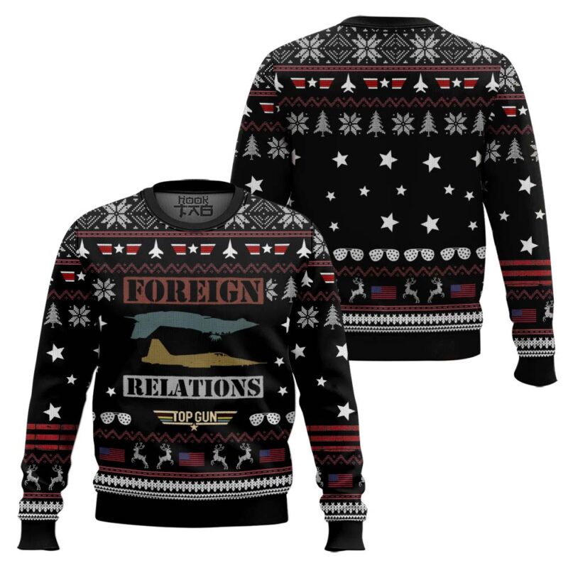 Hooktab Foreign Relations Top Gun Ugly Christmas Sweater Hooktab Foreign Relations Top Gun Ugly Christmas Sweater