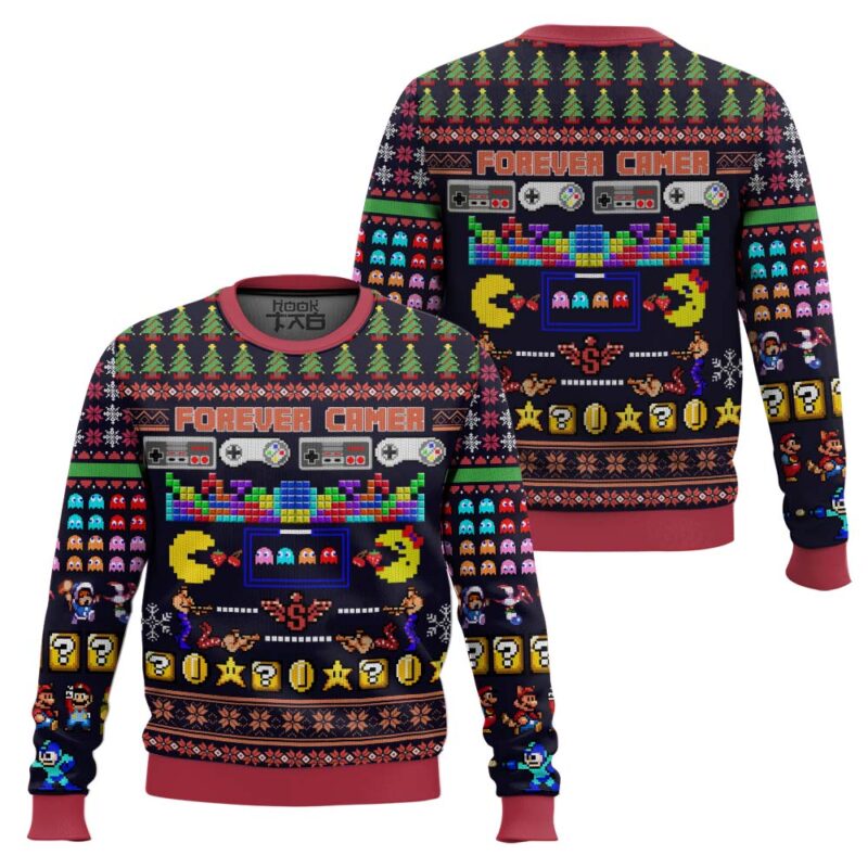 Hooktab Forever Gamer Ugly Christmas Sweater Hooktab Forever Gamer Ugly Christmas Sweater