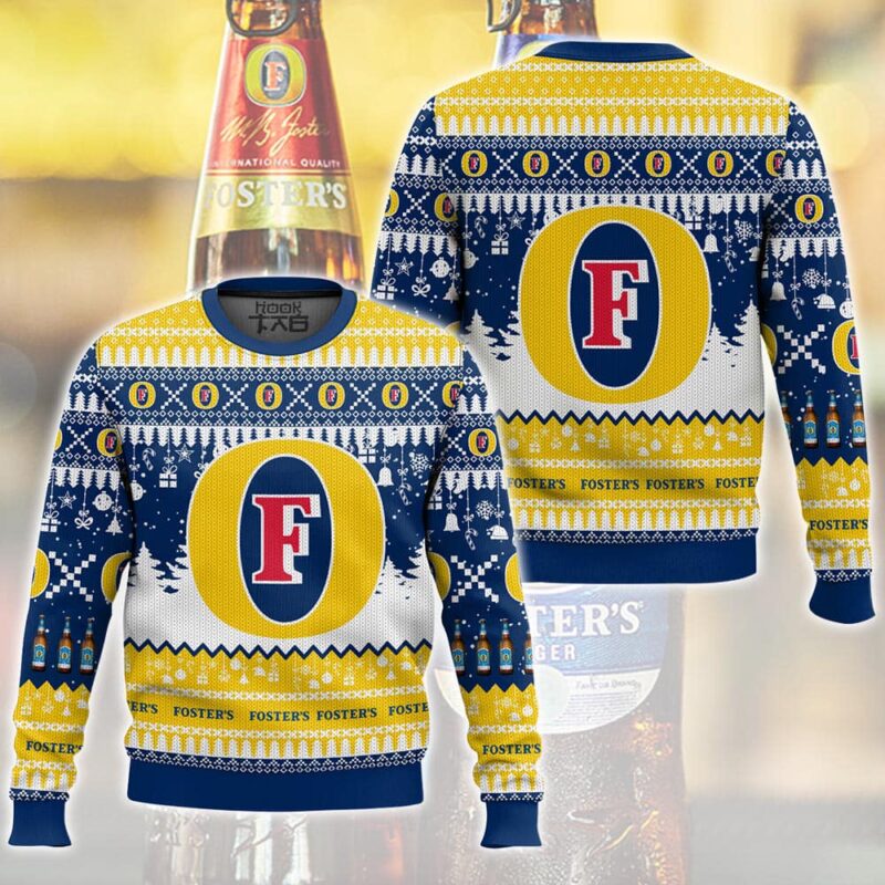 Hooktab Fosters Australian Beer Ugly Christmas Sweater Hooktab Fosters Australian Beer Ugly Christmas Sweater