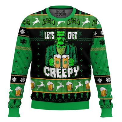Hooktab Frankenstein's Monster Let's Get Creepy Ugly Christmas Sweater