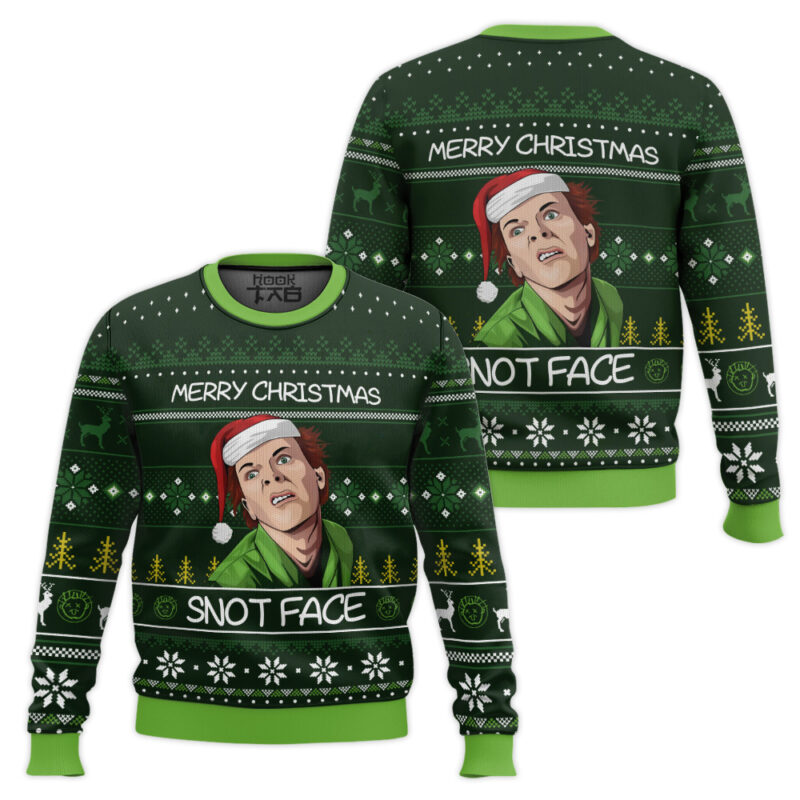 Hooktab Fred Snot Face Drop Dead Fred Ugly Christmas Sweater Hooktab Fred Snot Face Drop Dead Fred Ugly Christmas Sweater