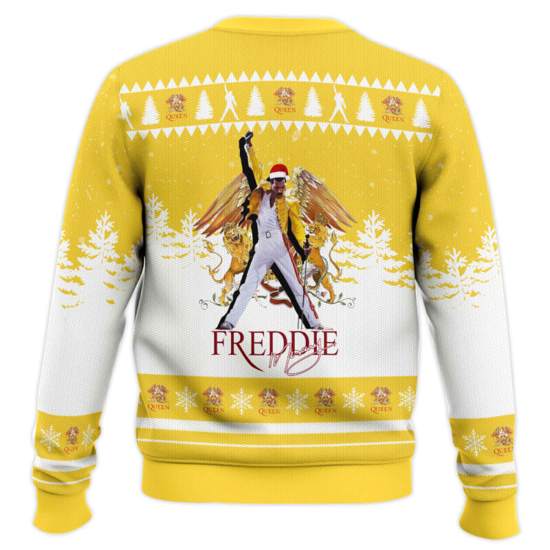 Hooktab Freddie Mercury Queen Ugly Christmas Sweater Hooktab Freddie Mercury Queen Ugly Christmas Sweater