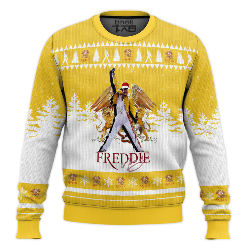 Hooktab Freddie Mercury Queen Ugly Christmas Sweater