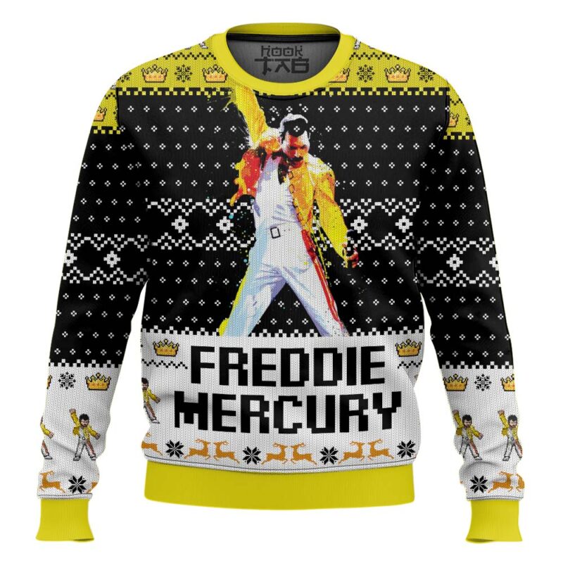 Hooktab Freddie Mercury Ugly Christmas Sweater