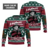 Hooktab Freddy Krueger A Nightmare On Elm Street - Custom Name Ugly Christmas Sweater